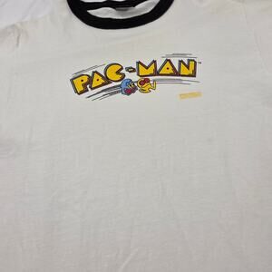 Vintage Pac Man Graphic Ringer Tee Size L Changes Tag Video Game T Shirt